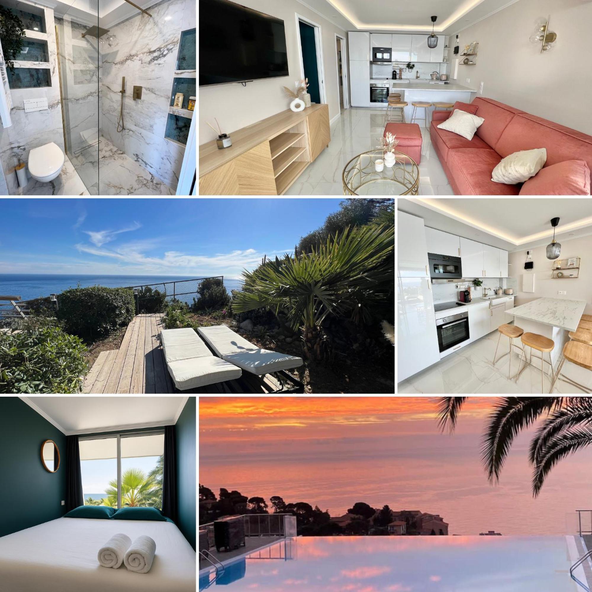 Luxueux Appartement - Vue Mer - Piscine - Free Parking - Monaco カップダイユ エクステリア 写真